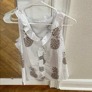 White Pineapple Print Sleeveless Top